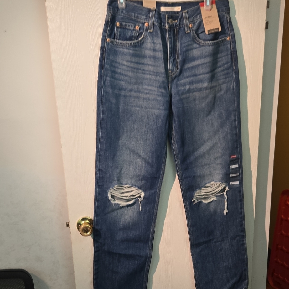 Levi's Relaxed Fit Blue Jeans with Distressed Details